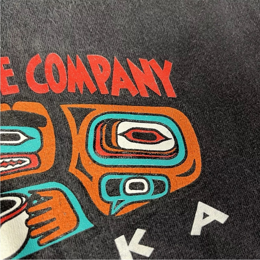 Vintage 90s Heritage Coffee Company Alaska Native Long Sleeve Black Shirt - Picture 7 of 12